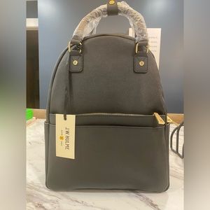 J.W. Hulme black leather Emma convertible backpack.